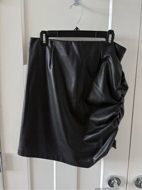 Dynamite Ruched Leather Skirt